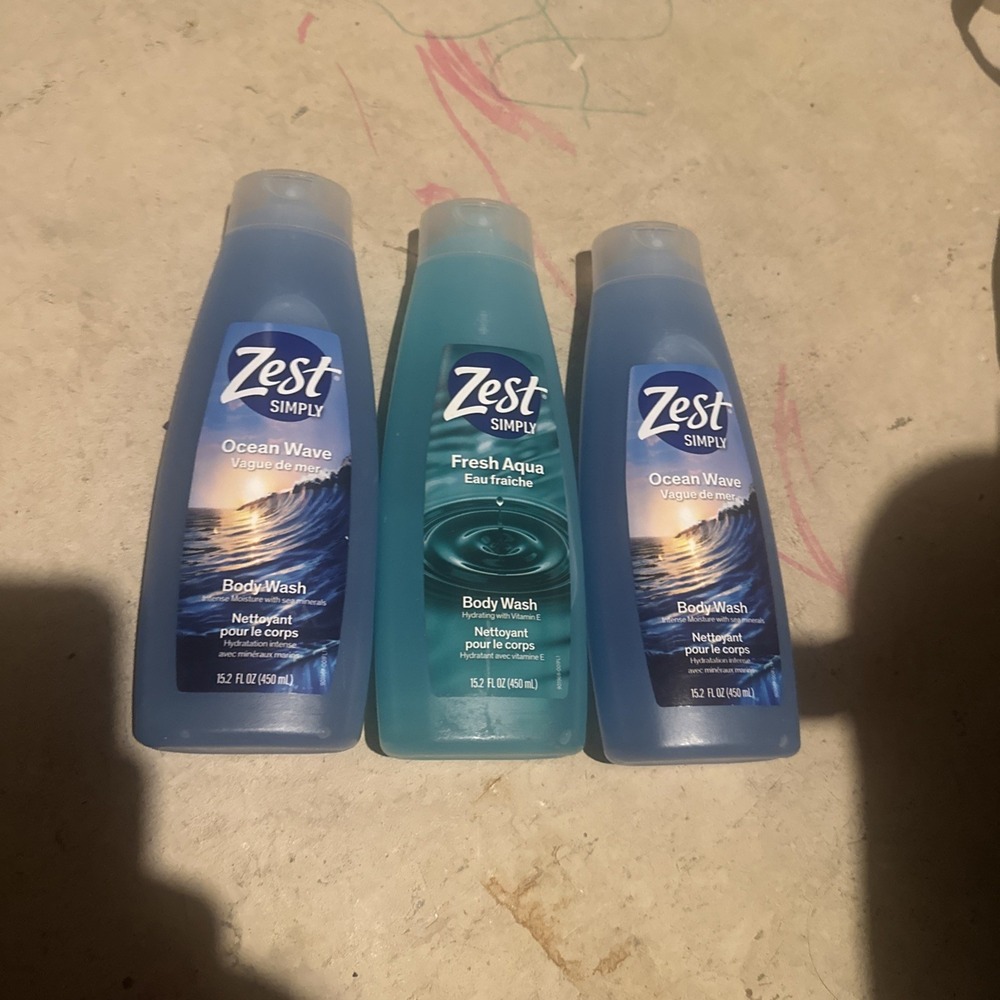 2 Zest Simply Ocean Wave Body Wash 15.2 oz & 1 Fresh Aqua Pack of 3 New Fresh